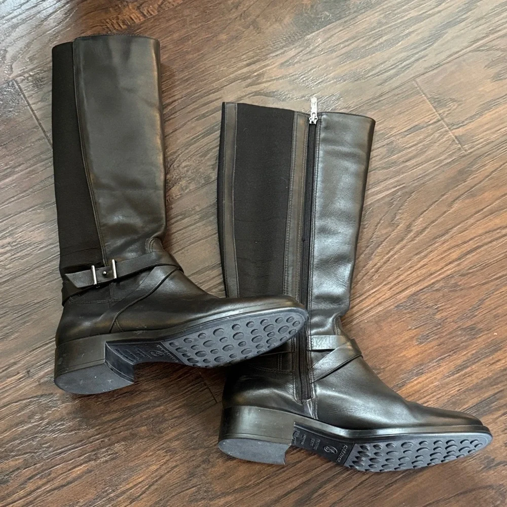 Andre Assous Waterproof Genuine Leather Black Over the Knee Boots, Sz 40